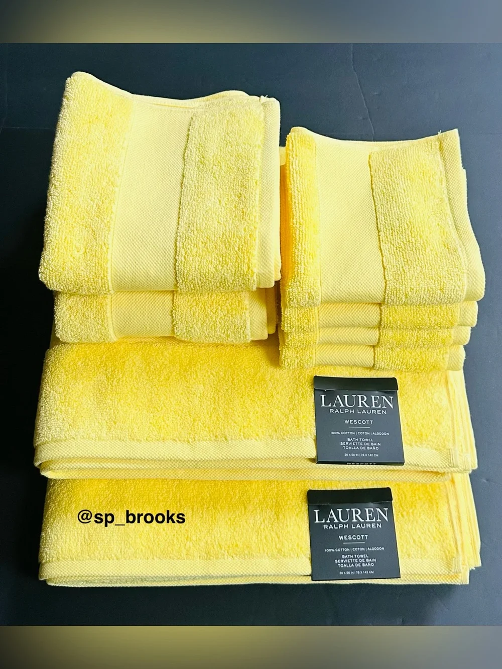 🎁8PC LAUREN Ralph Lauren Wescott Bath Towel Set - Canary Yellow Cotton Towels
